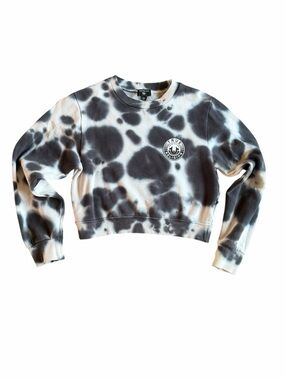 🌟True Religion Cropped Tie-Dye Crewneck in Black and White
